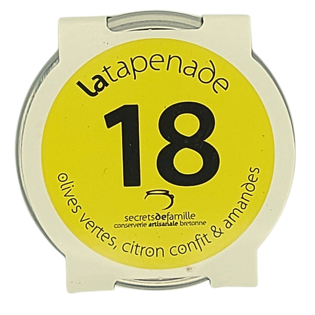 Tapenade von der grünen Oliven mit Salzzitrone und Mandeln